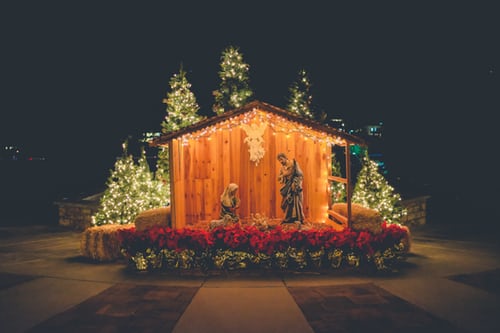Nativity scene found in Jackson, MI. Set up by Christmas Light Installation Professionals